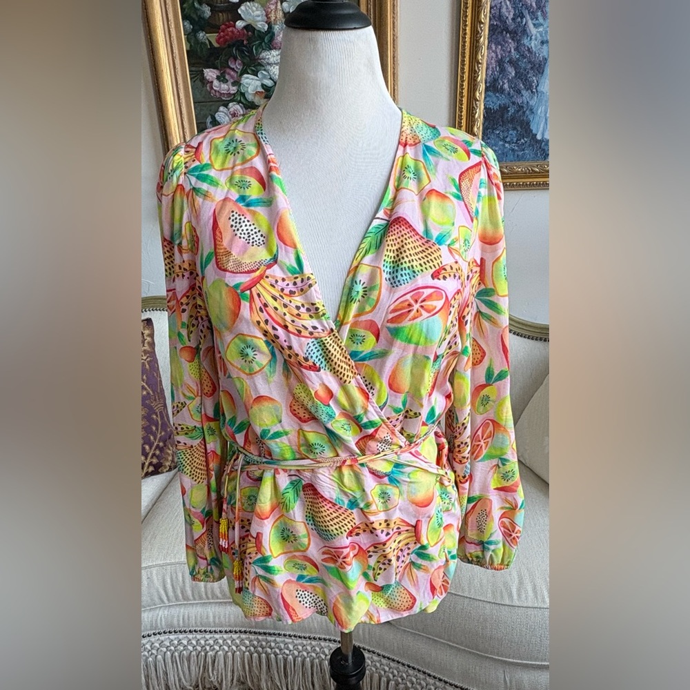 Anthropologie Multicolor Fruit Print Blouse